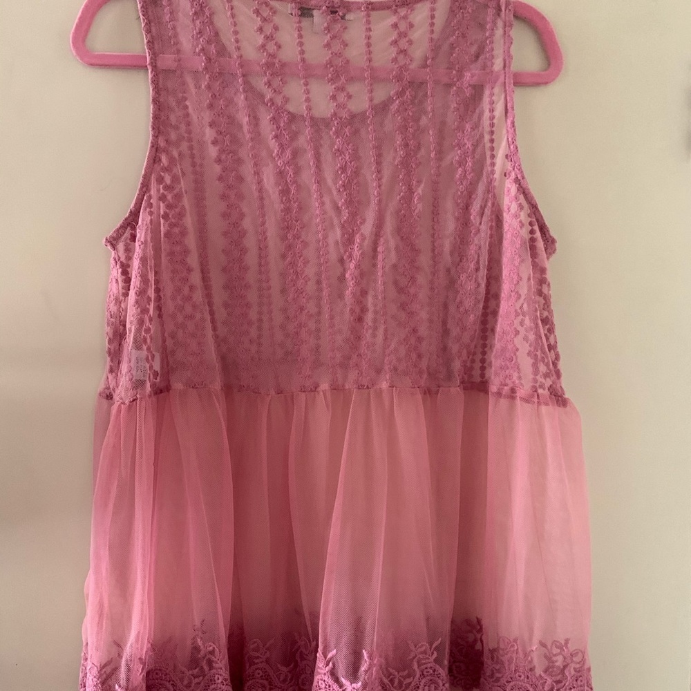 Pink Boho See Through Mesh Blouse By Haute Monde